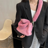Plush Shoulder Bags for Women with Personality Strap