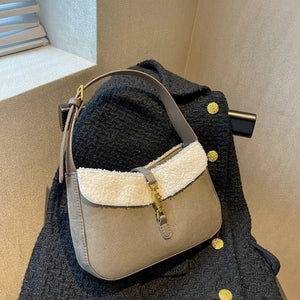 Frosted Messenger Shoulder Bag Plush Female Western Style Handbag