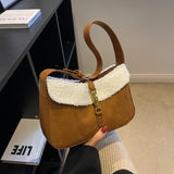Frosted Messenger Shoulder Bag Plush Female Western Style Handbag