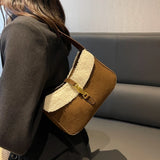 Frosted Messenger Shoulder Bag Plush Female Western Style Handbag