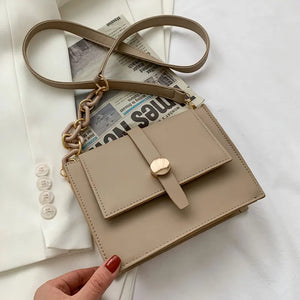 Soft Leather Shoulder Bag Crossbody Square Purse