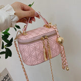 Square Box Bag Lingge Chain Shoulder Messenger PU Leather Female Bag