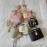 Square Box Bag Lingge Chain Shoulder Messenger PU Leather Female Bag