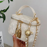 Square Box Bag Lingge Chain Shoulder Messenger PU Leather Female Bag