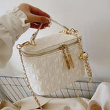 Square Box Bag Lingge Chain Shoulder Messenger PU Leather Female Bag