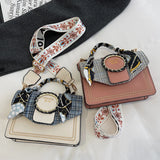 PU Leather Satchel Shoulder Tote Messenger Bag Wide Strap Square Crossbody Bags