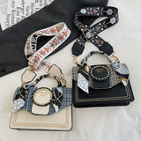 PU Leather Satchel Shoulder Tote Messenger Bag Wide Strap Square Crossbody Bags