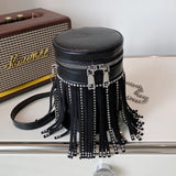 Diamond Studded Leather Shoulder Bag Crossbody Bag Tassel Ladies Messenger Bag