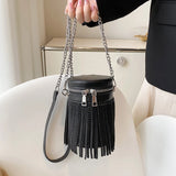 Diamond Studded Leather Shoulder Bag Crossbody Bag Tassel Ladies Messenger Bag