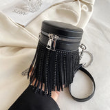 Diamond Studded Leather Shoulder Bag Crossbody Bag Tassel Ladies Messenger Bag