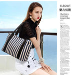 Striped Canvas Bag Women Handle Shoulder Bag High Capacity Shopping Bags