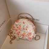 Embroidered Flower Lace Handbag Chain Shoulder Bags
