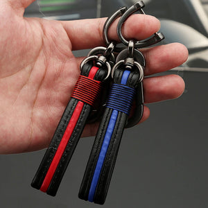 Leather Car Key Chain Metal Key Ring Men Women Couple Style Ke