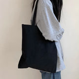 Harajuku Solid Canvas Shopper Bag Women's College Ulzzang