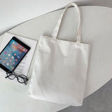 Harajuku Solid Canvas Shopper Bag Women's College Ulzzang