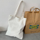 Harajuku Solid Canvas Shopper Bag Women's College Ulzzang