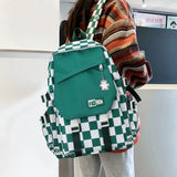 Harajuku Style Backpack Large Capacity Plaid Checkerboard Student