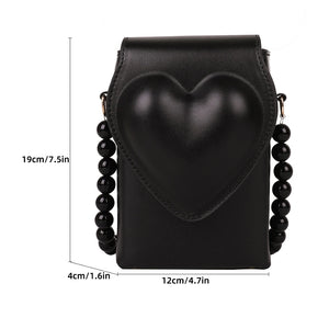 Heart Flap Shoulder Bag Leather Handbag for Woman
