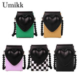 Heart Flap Shoulder Bag Leather Handbag for Woman