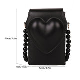 Heart Flap Shoulder Bag Leather Handbag for Woman