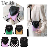 Heart Flap Shoulder Bag Leather Handbag for Woman