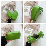Leopard Print Women Pu Leather Shoulder Bag Heart Shape Underarm Purse