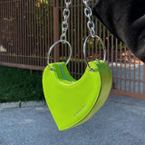 Leopard Print Women Pu Leather Shoulder Bag Heart Shape Underarm Purse