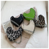 Leopard Print Women Pu Leather Shoulder Bag Heart Shape Underarm Purse