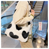 Heart Shape Print Plush Shoulder Bag for Women