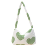 Heart Shape Print Plush Shoulder Bag for Women