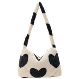 Heart Shape Print Plush Shoulder Bag for Women