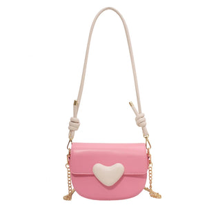 Heart-shaped Chain Shoulder Bag Women Small Flap Handbag Female Crossbody Messen