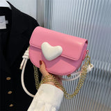 Heart-shaped Chain Shoulder Bag Women Small Flap Handbag Female Crossbody Messen