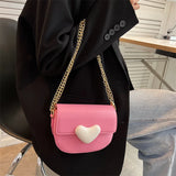Heart-shaped Chain Shoulder Bag Women Small Flap Handbag Female Crossbody Messen