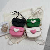 Heart-shaped Chain Shoulder Bag Women Small Flap Handbag Female Crossbody Messen
