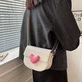 Heart-shaped Chain Shoulder Bag Women Small Flap Handbag Female Crossbody Messen
