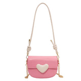 Heart-shaped Chain Shoulder Bag Women Small Flap Handbag Female Crossbody Messen