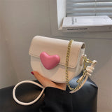 Heart-shaped Chain Shoulder Bag Women Small Flap Handbag Female Crossbody Messen