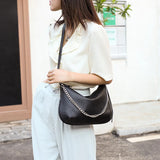 High Capacity Leather Messenger Bag Chain Shoulder Bag Cowhide Handbag