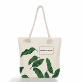 Monstera Print Women Beach Bags Thick Rope Shoulder Bags