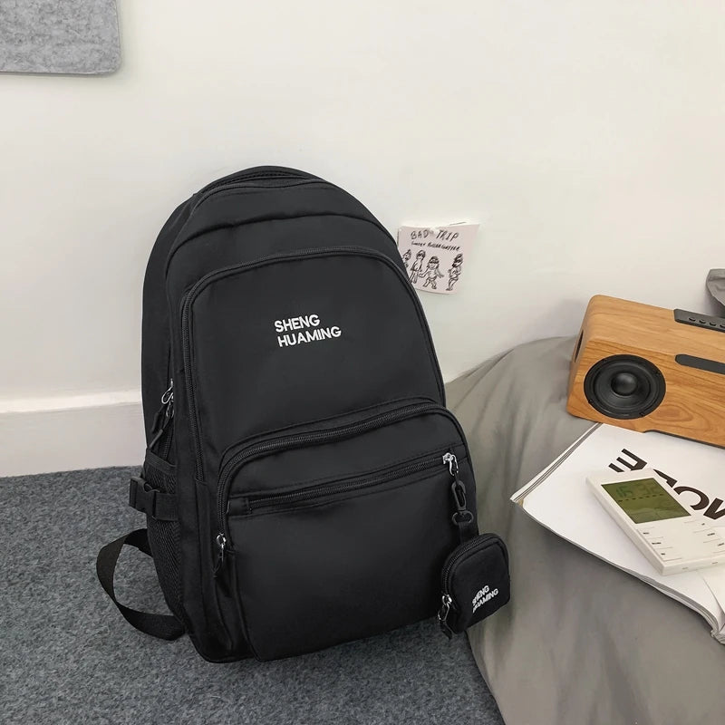 High Capacity Nylon College Set Backpack Men Women