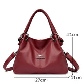 High Solid Leather Women's Handbags Large Capacity Messenger Bags Ladies Casual