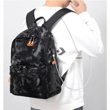 Waterproof Camo Oxford Travel Backpack USB Charging Laptop School Bag