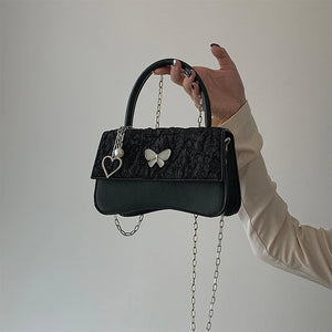 High Sense Pu Shoulder Bag for Women Chain Butterfly Small Square Bag