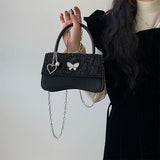 High Sense Pu Shoulder Bag for Women Chain Butterfly Small Square Bag