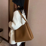 High-capacity Shoulder Bag For Women Bucket Bag Solid Leisure Handbag