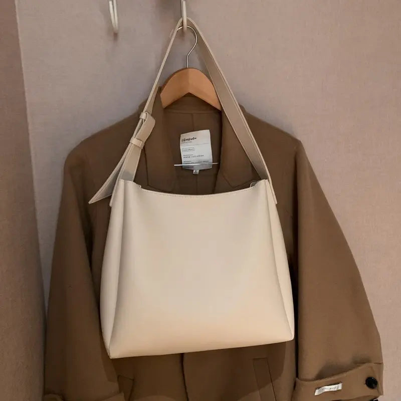 High-capacity Shoulder Bag For Women Bucket Bag Solid Leisure Handbag