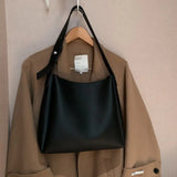 High-capacity Shoulder Bag For Women Bucket Bag Solid Leisure Handbag