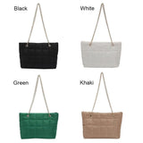 Winter Plaid Shoulder Bags Down Cotton Padded Quilted Tote Women Messenger