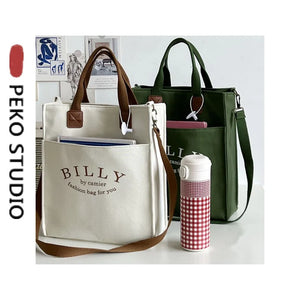 Canvas Tote Book Bag Soft Shoulder Bag Cross-body Bag